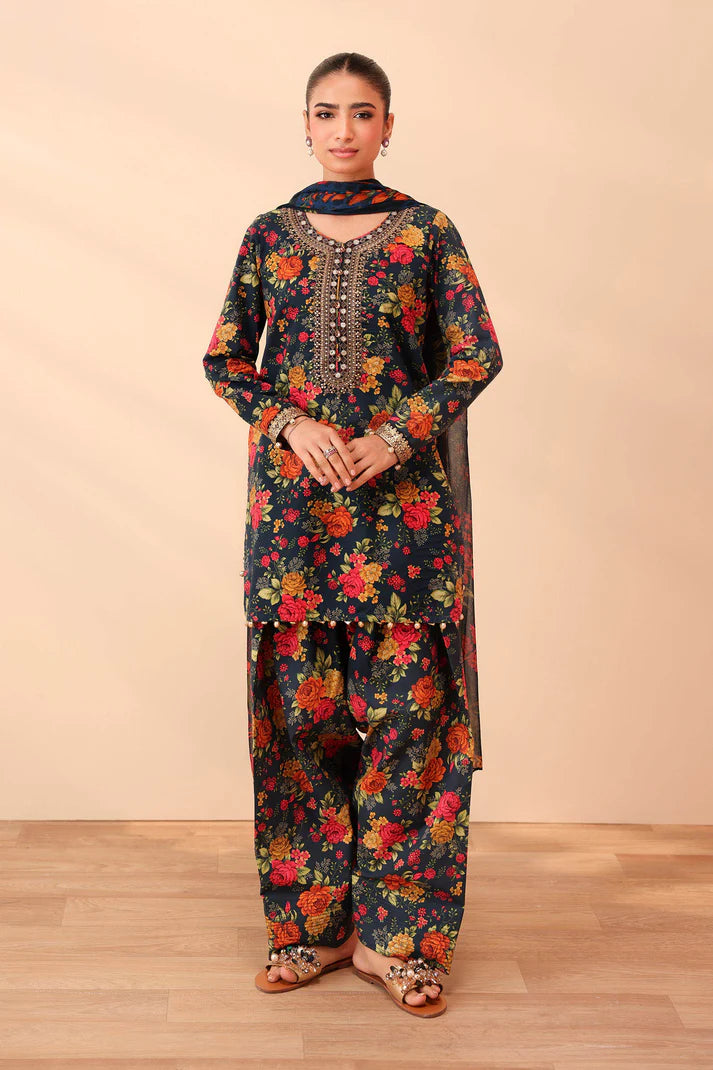 Maria B | Pre Fall Dresses | 3 Piece Embroidered Cotton Suit Black