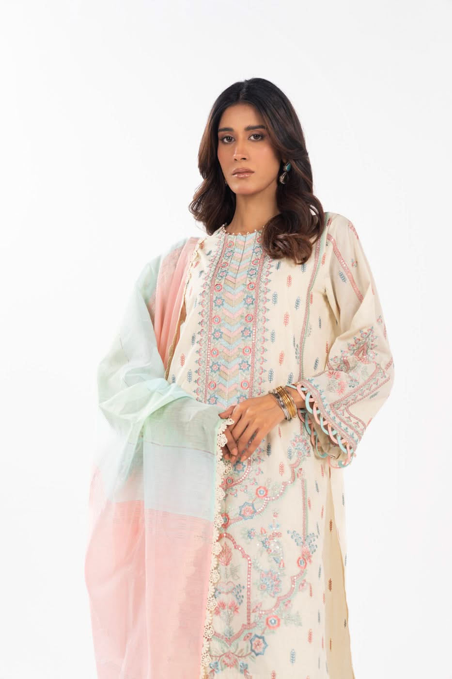 AlKaram | Festive Summer 25 | FC-3A-25-Cream