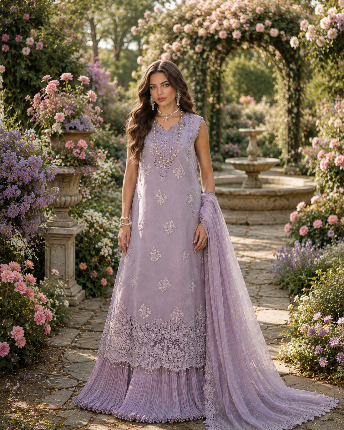 Noor by Saadia Asad | Noor Eid Printskhas 26 | D4 – Lavender Lights