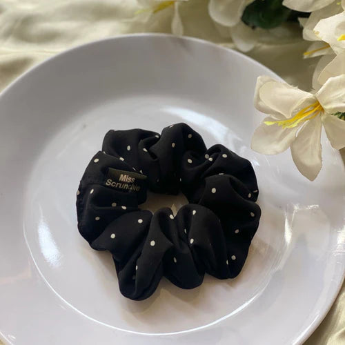 Black Dots - Printed Scrunchie - 1 piece - Miss Scrunchie