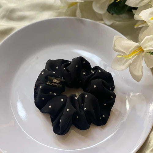 Black Dots - Printed Scrunchie - 1 piece - Miss Scrunchie