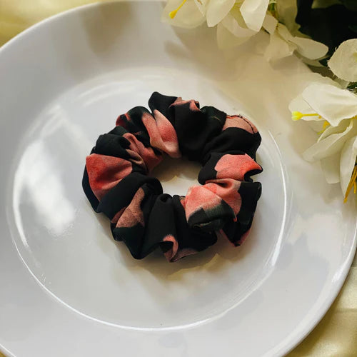 Pink Rose - Printed Scrunchie - 1 piece - Miss Scrunchie