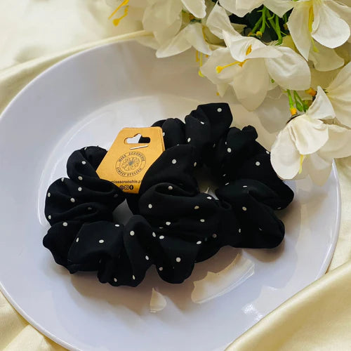 Black Dots - Printed Scrunchie - 1 piece - Miss Scrunchie