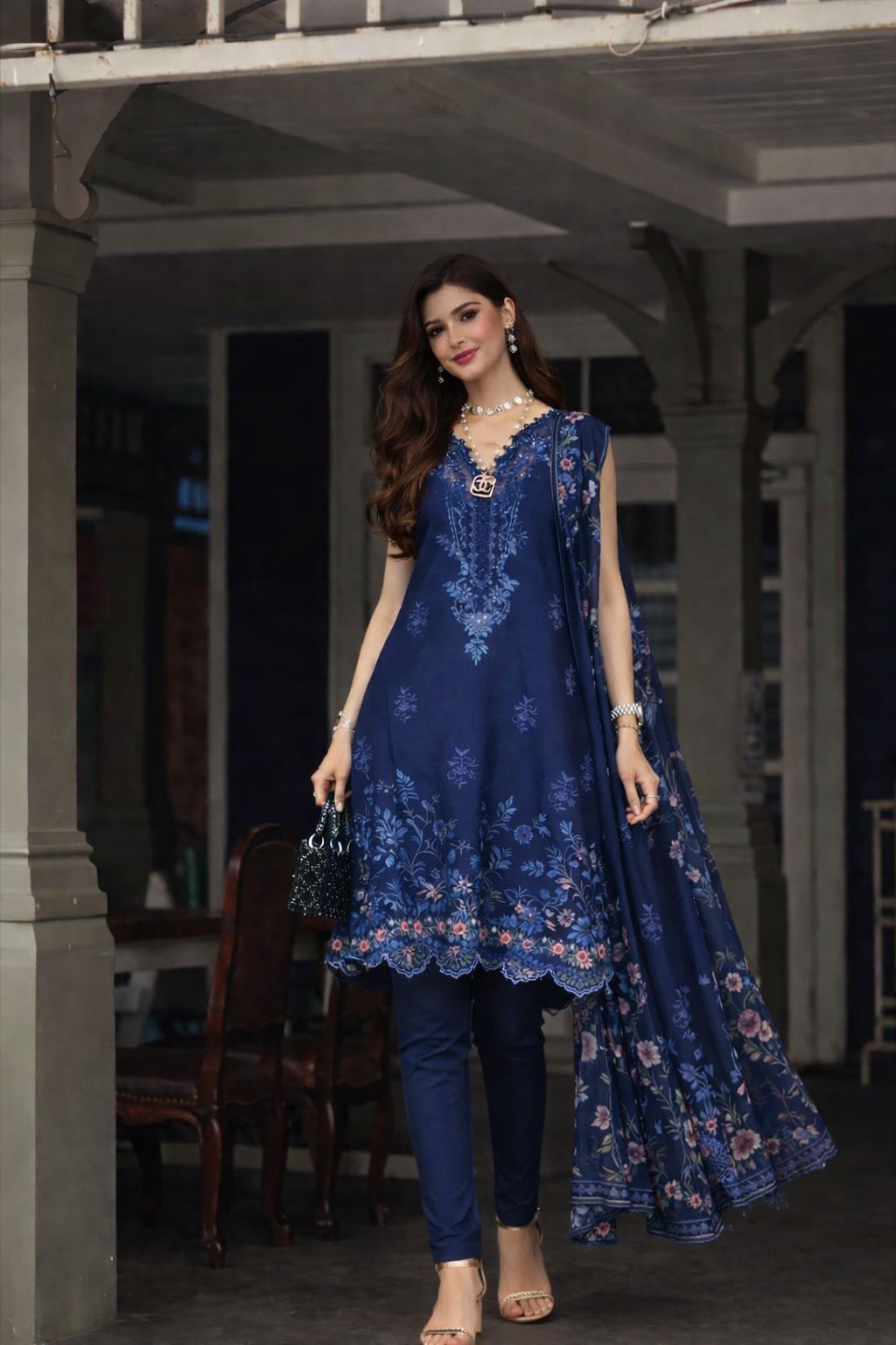 Noor by Saadia Asad | Eid Luxe Chikankari 26 | D11 - Sapphire Blue
