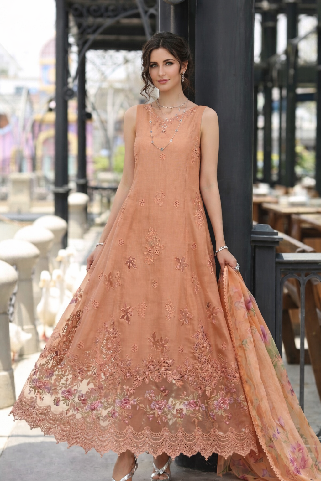 Noor by Saadia Asad | Eid Luxe Chikankari 26 | D6 - Apricot Allure