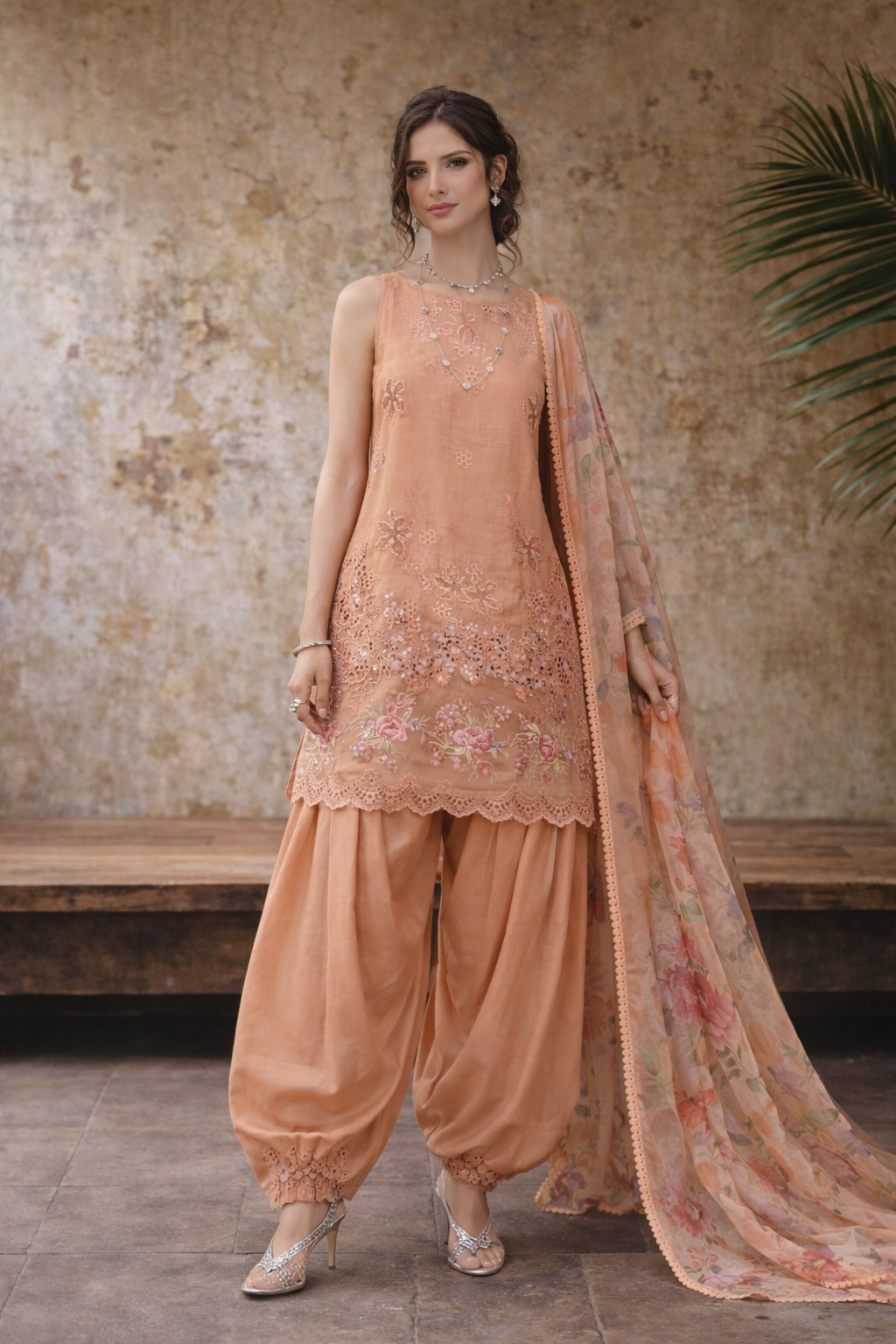 Noor by Saadia Asad | Eid Luxe Chikankari 26 | D6 - Apricot Allure