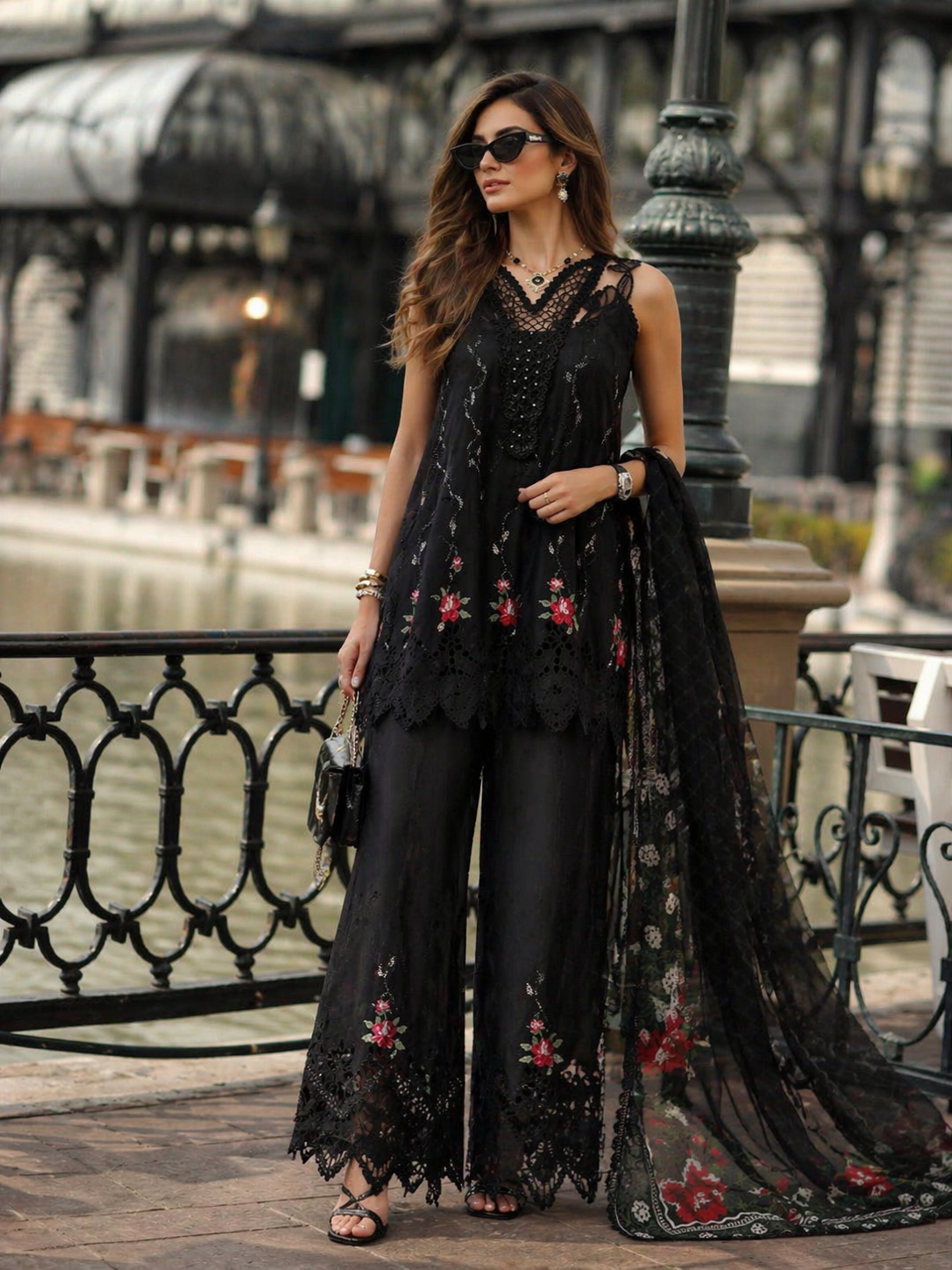 Noor by Saadia Asad | Eid Luxe Chikankari 26 | D5 -Cross stitch Black