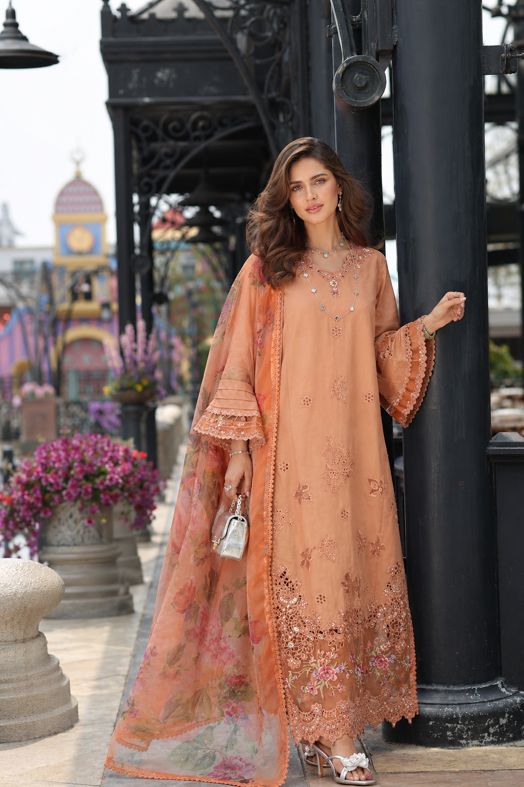 Noor by Saadia Asad | Eid Luxe Chikankari 26 | D6 - Apricot Allure