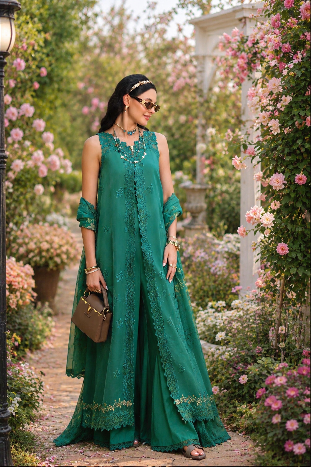 Noor by Saadia Asad | Noor Eid Printskhas 26 | D2 – Peacock Green