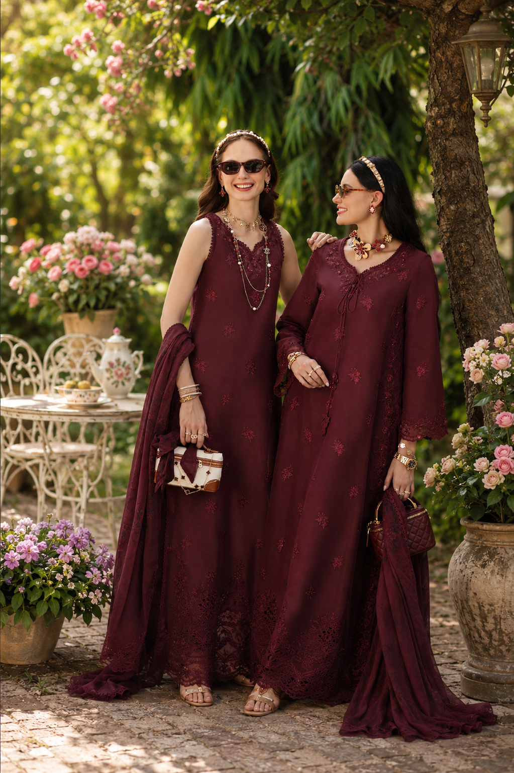 Noor by Saadia Asad | Noor Eid Printskhas 26 |D10 – Burgundy