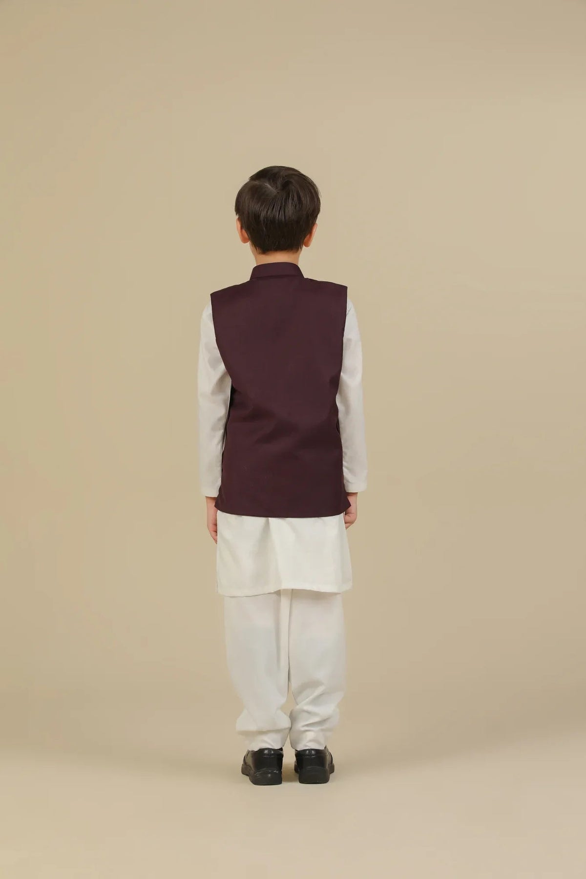 Burgundy Suiting Waistcoat - Straight Cut Buttoned - Kids