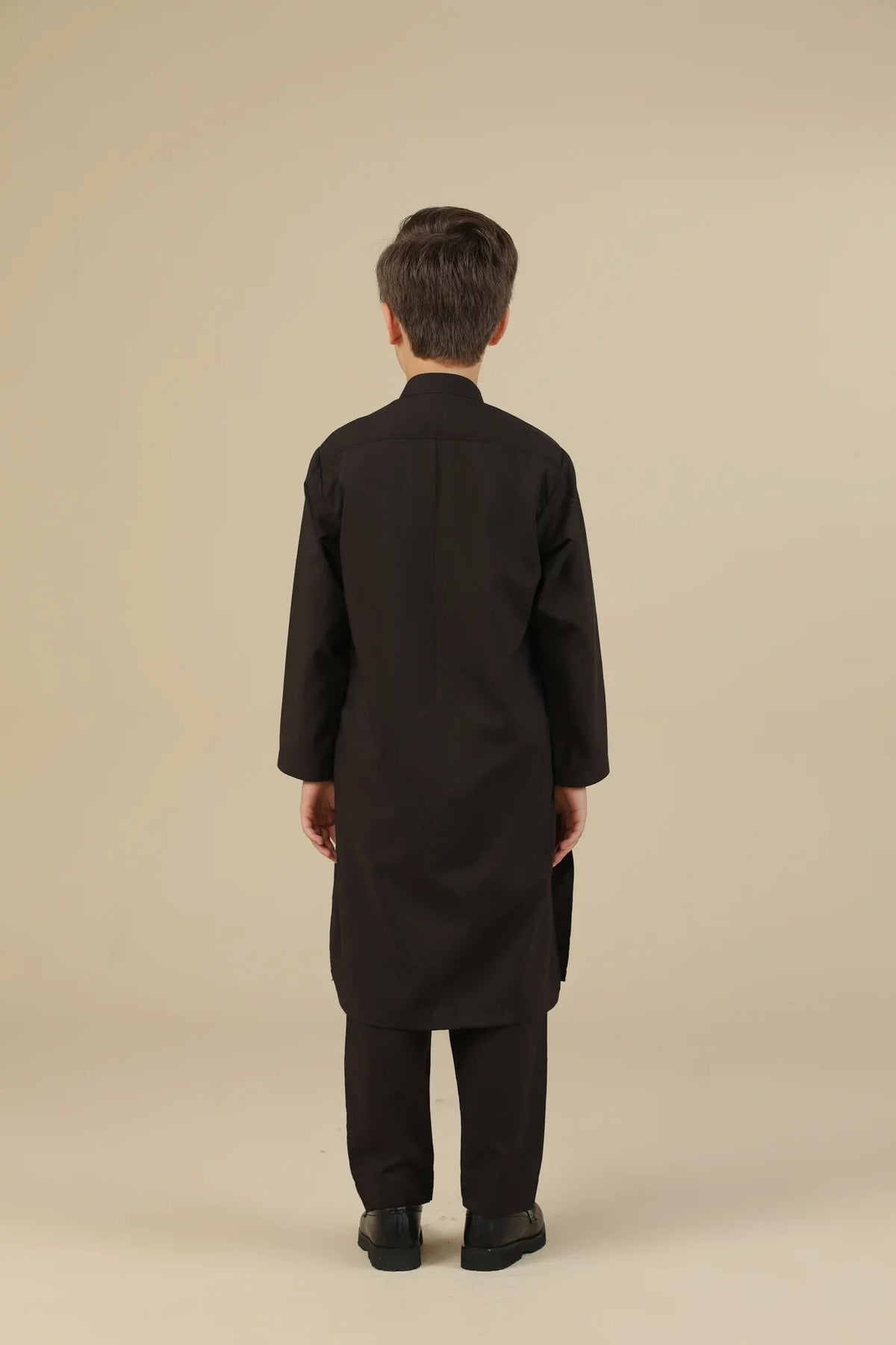 Dark Brown Blended Kurta Trouser - Kids