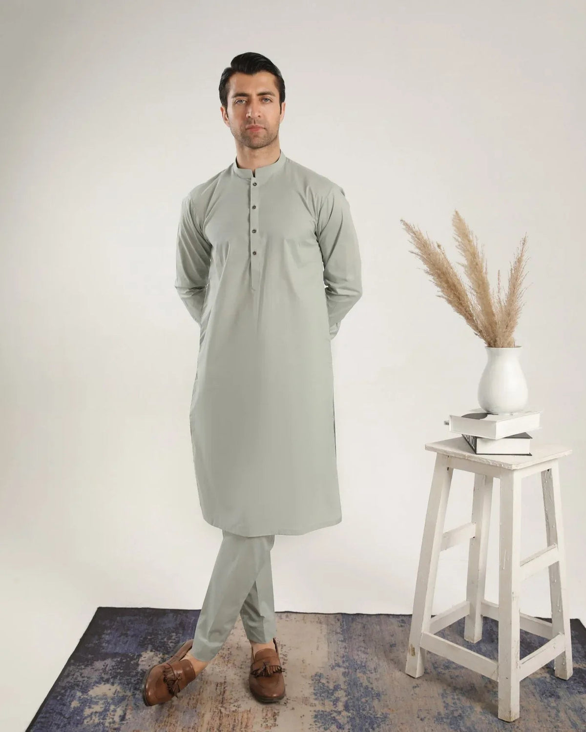 Light Mint Soft Cotton Kurta Trouser - Men