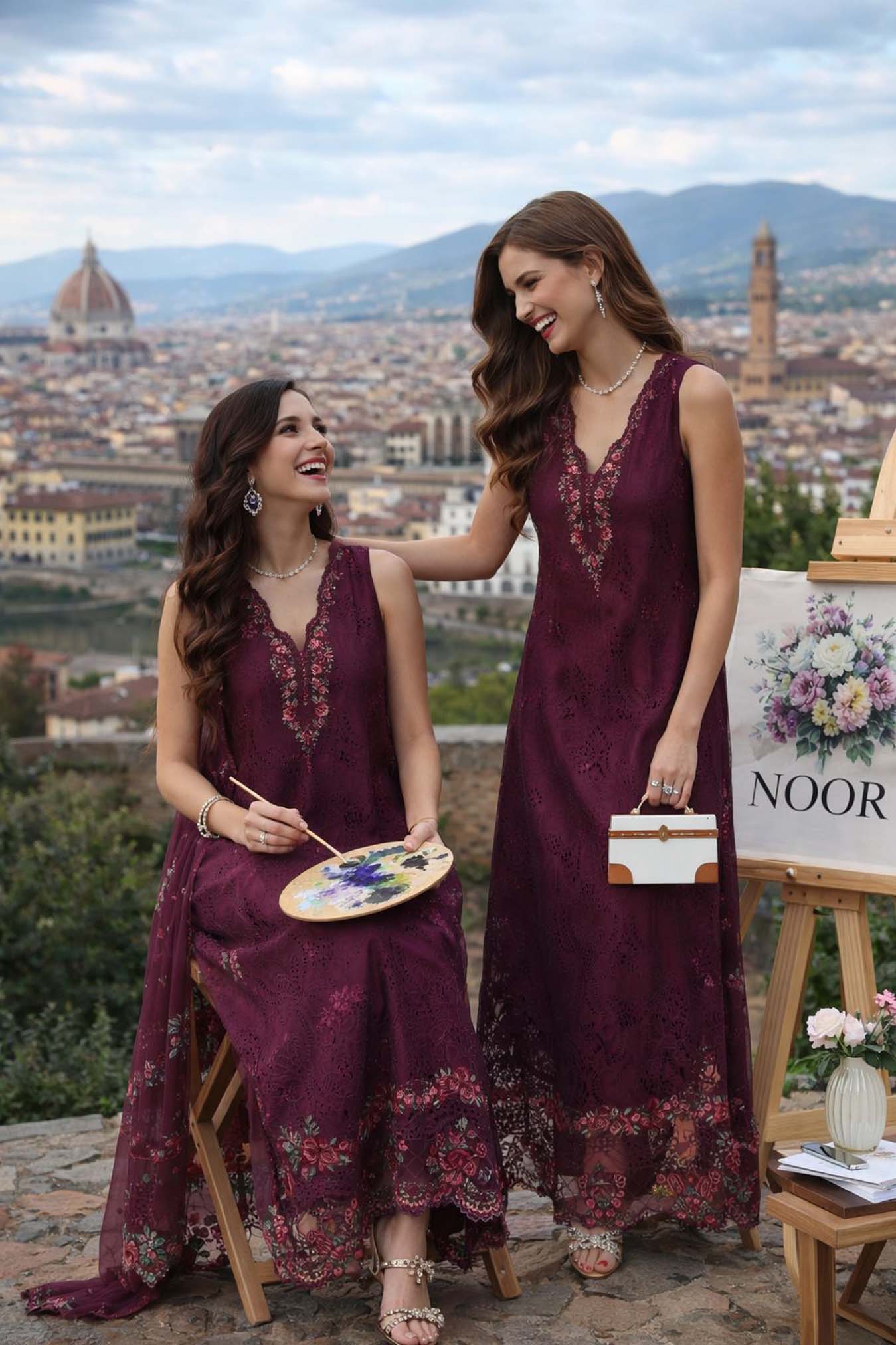 Noor by Saadia Asad | Luxury Eid Schiffli Laserkari 26 | D10 -Plum Royal