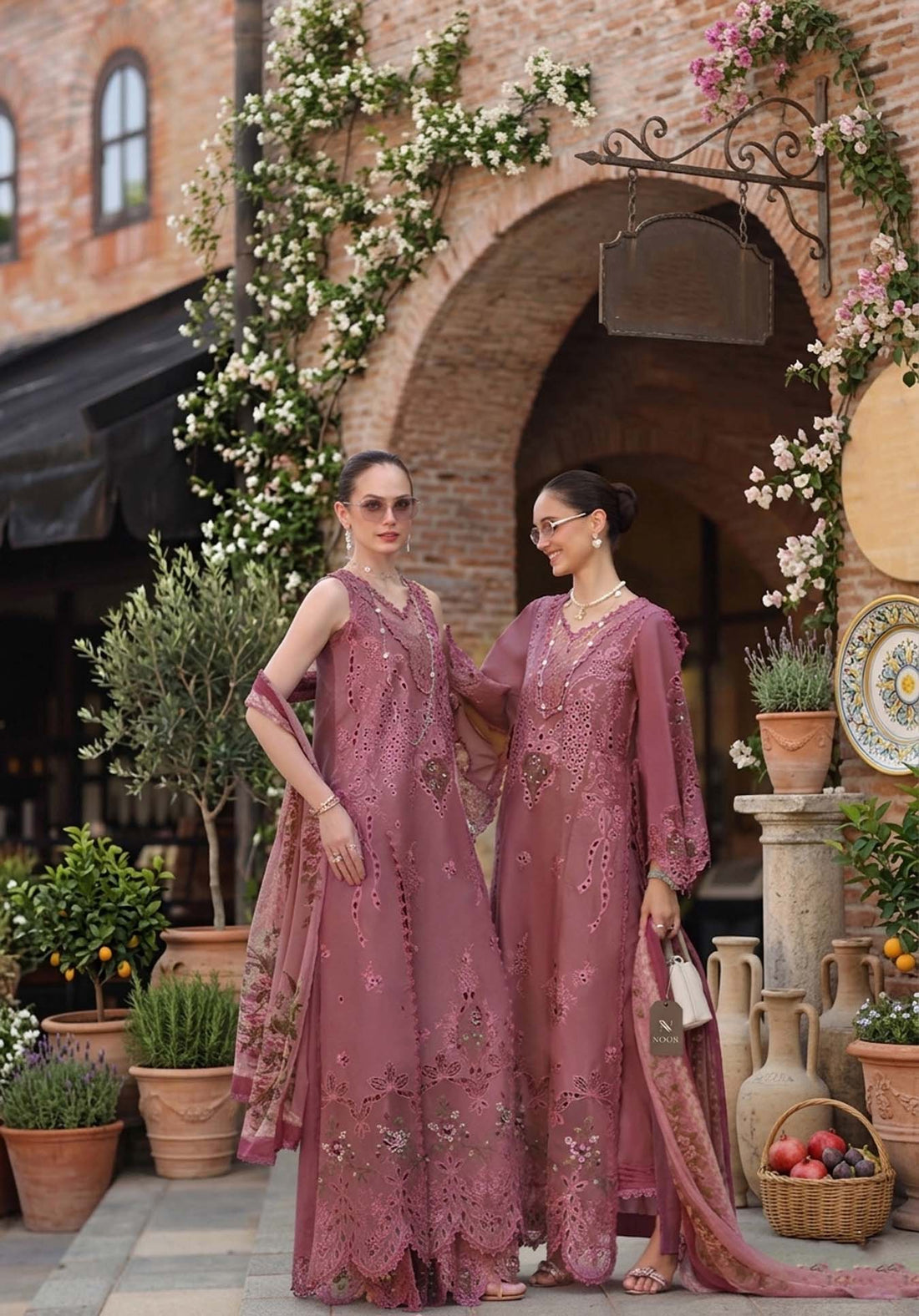 Noor by Saadia Asad | Luxury Eid Schiffli Laserkari 26 | D1 -Rosé Allure