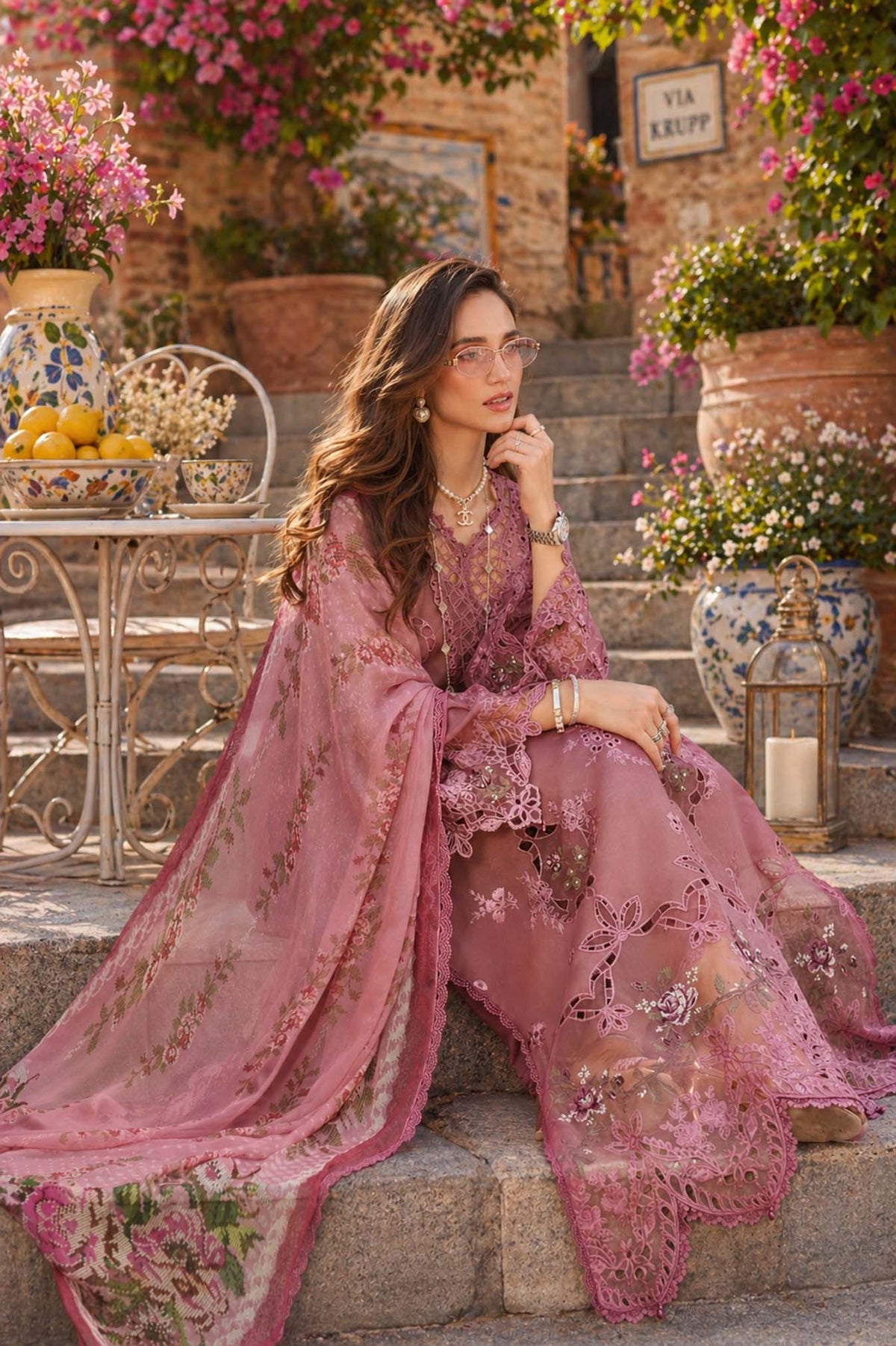 Noor by Saadia Asad | Luxury Eid Schiffli Laserkari 26 | D1 -Rosé Allure
