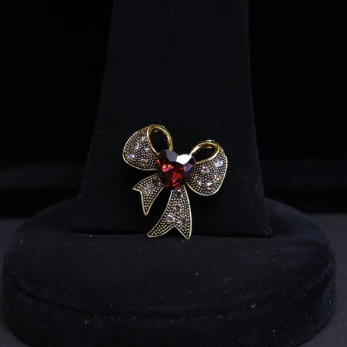 Zaywer| maroon Heart Stone Gold Plated Scarf Pin 476 - Zaywer