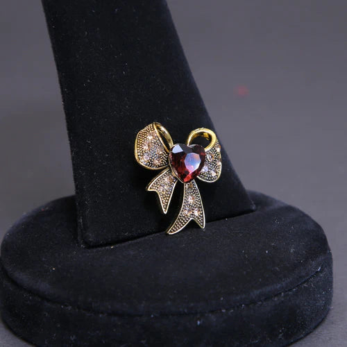 Zaywer| maroon Heart Stone Gold Plated Scarf Pin 476 - Zaywer