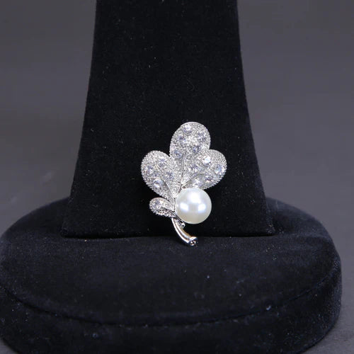 Zaywer| Sliver Pearl Leaf Sliver Coating Scarf Pin 483 - Zaywer