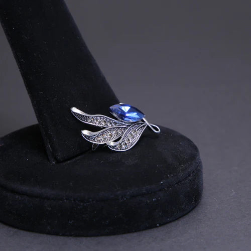 Zaywer| Blue Stone Three leaf Silver Coating Scarf Pin 493 - Zaywer