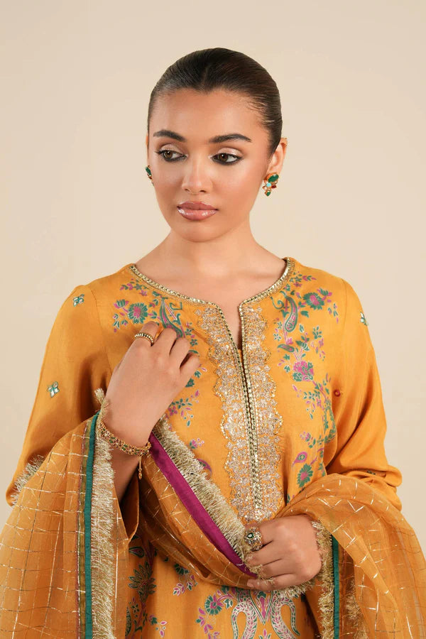 Maria B | Basics RTW | 3 Pc Embroidered Raw Silk Suit | MB-FS25-33