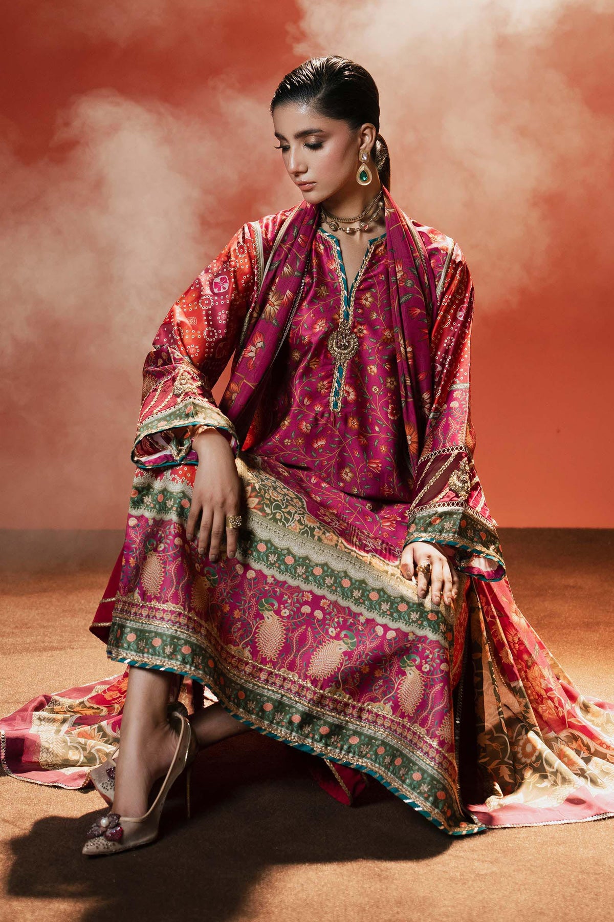 Maria B | Luxury Pret Pre Fall | MPS-EF26-01R1-Pink and Orange