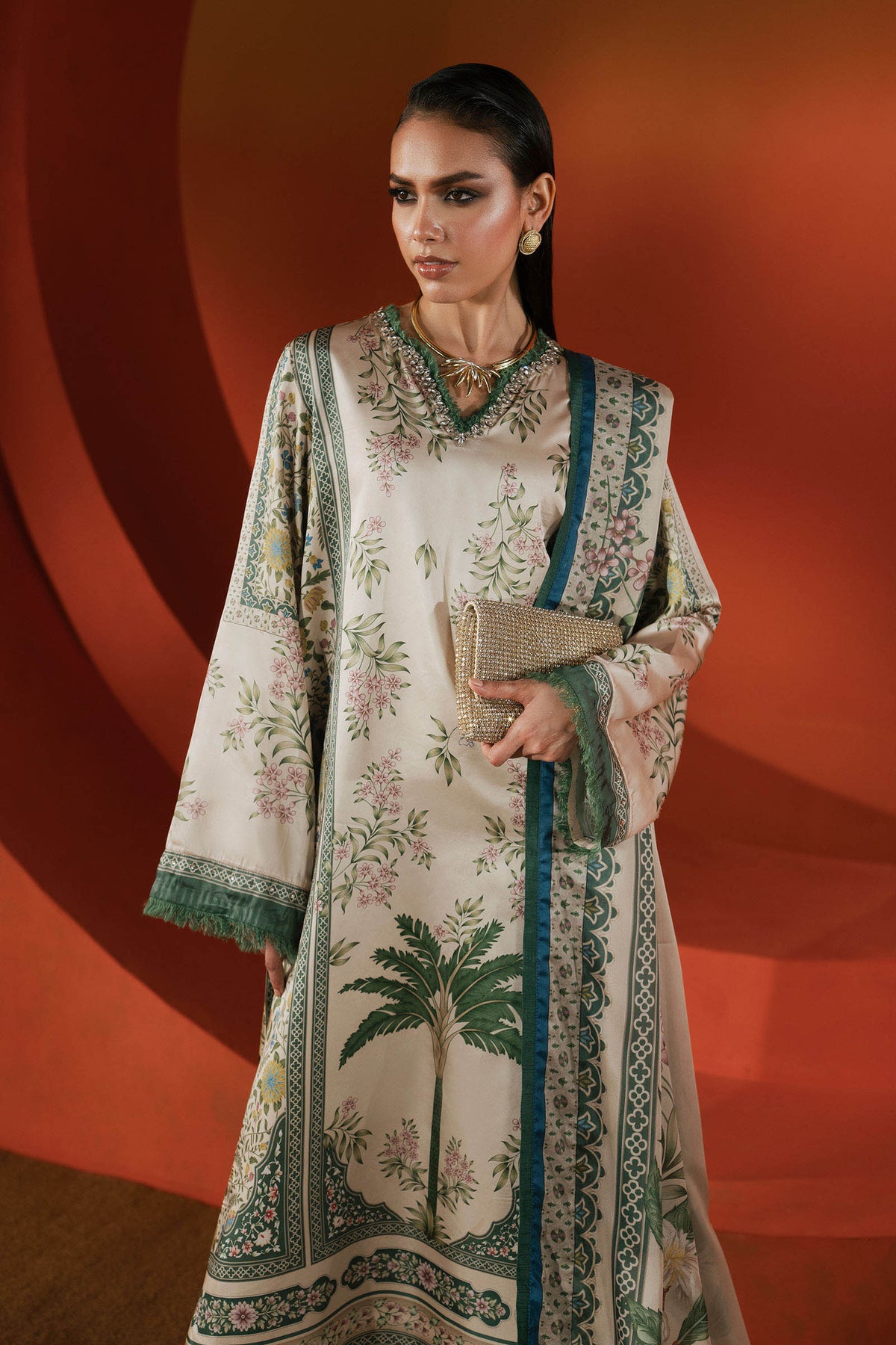 Maria B | Luxury Pret Pre Fall | MPS-EF26-10R1-Beige and Green