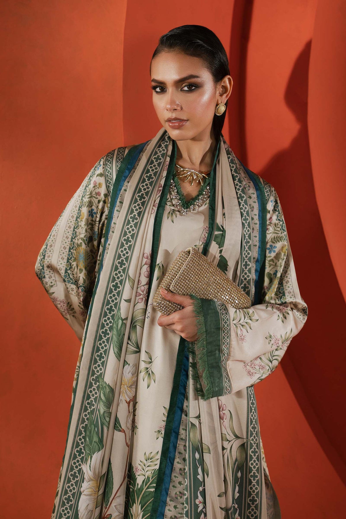Maria B | Luxury Pret Pre Fall | MPS-EF26-10R1-Beige and Green
