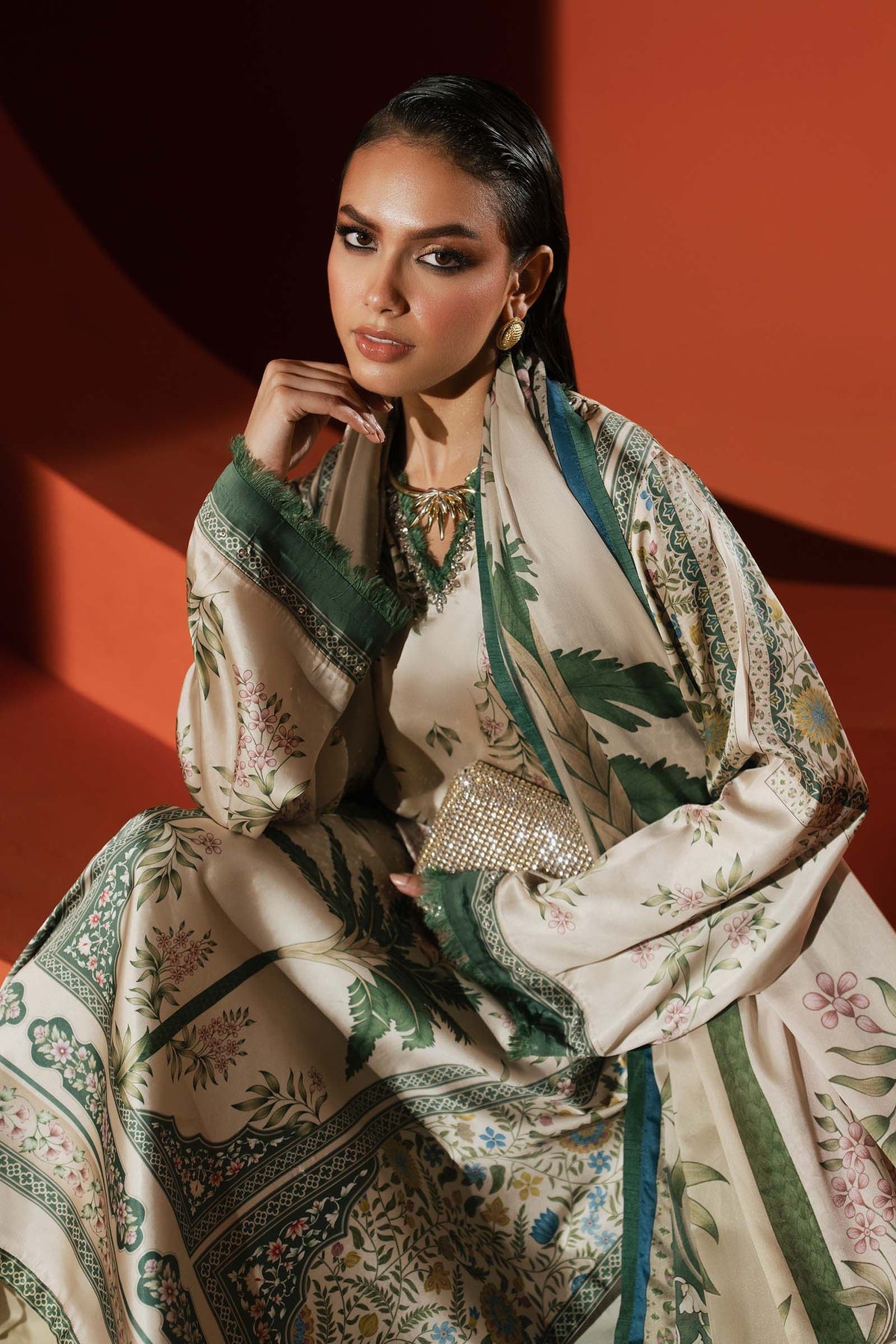 Maria B | Luxury Pret Pre Fall | MPS-EF26-10R1-Beige and Green