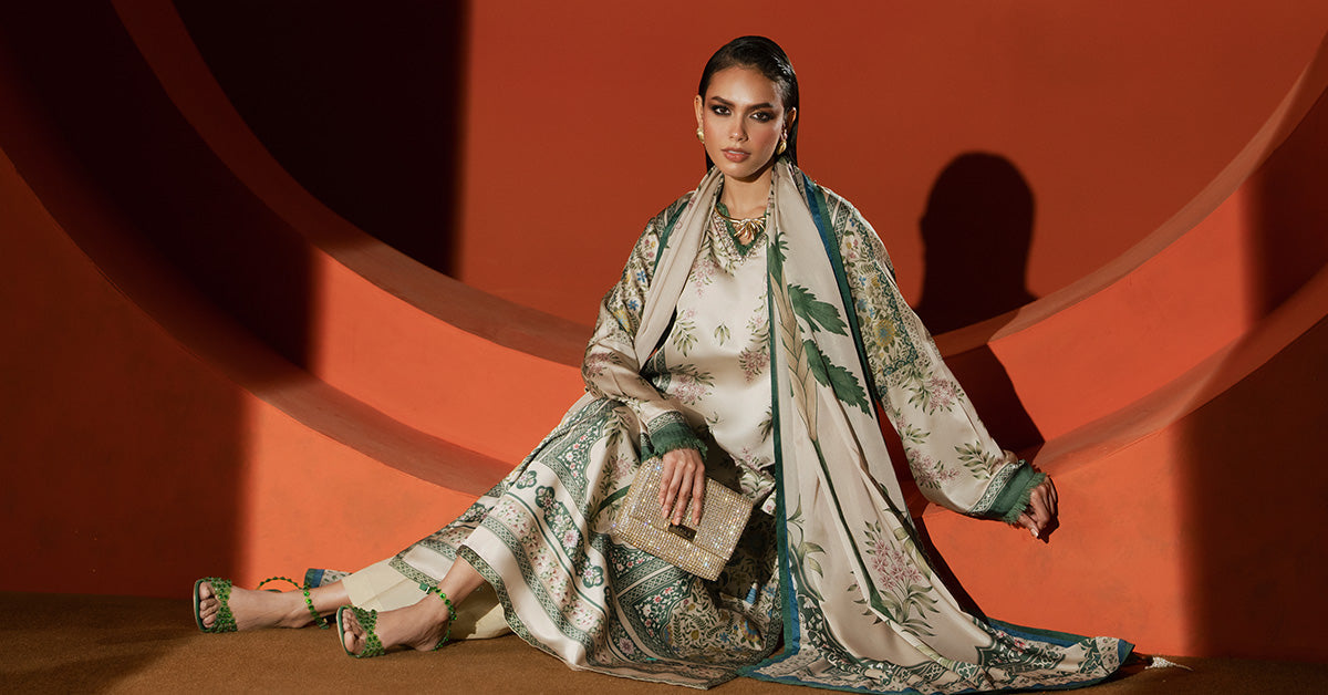 Maria B | Luxury Pret Pre Fall | MPS-EF26-10R1-Beige and Green