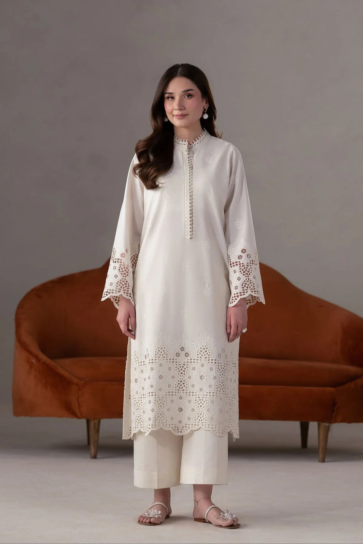Akbar Aslam | Pret Lawn | Ecru
