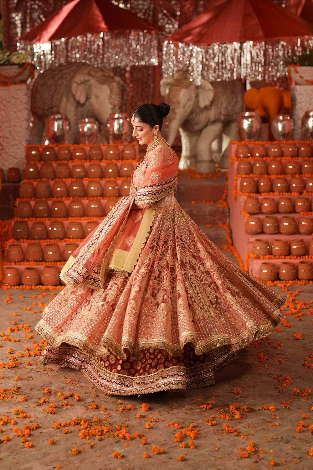 Maryum N Maria | Husn Wedding Formals | KUNDAN CORAL - MWS5638