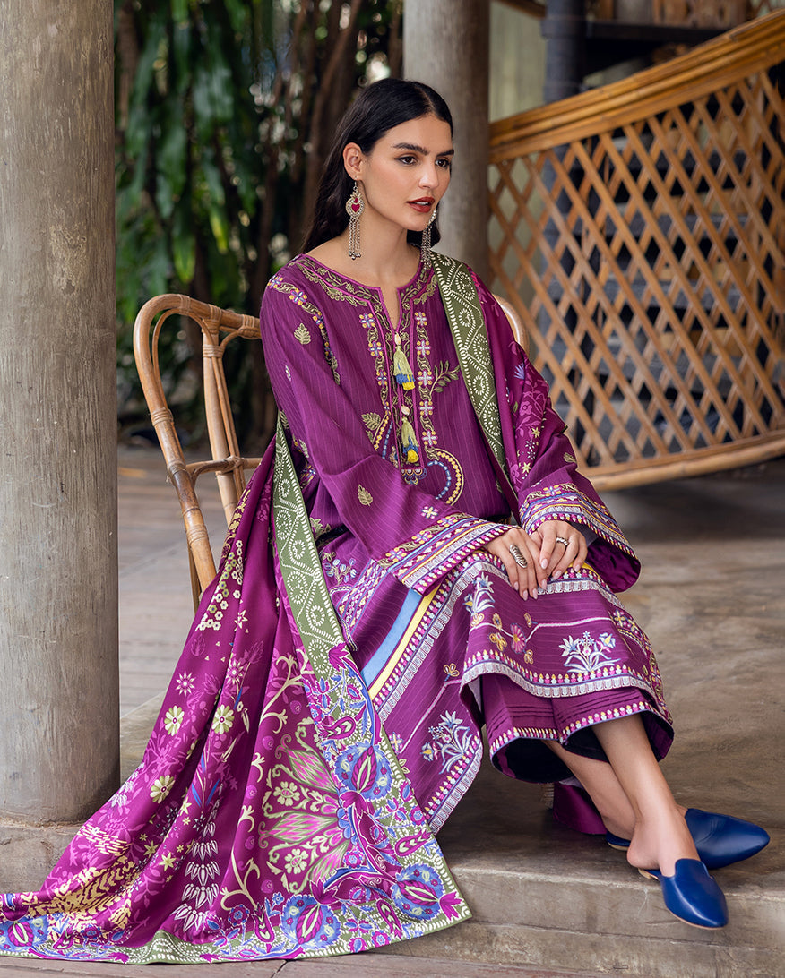 Mushq | Hemline Karandi | Plum Swirl