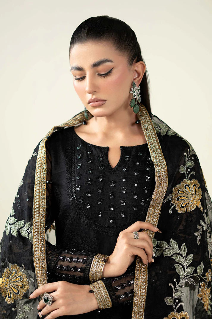 Maria B | Pre Fall Dresses | 3 Piece Embroidered Suit Black