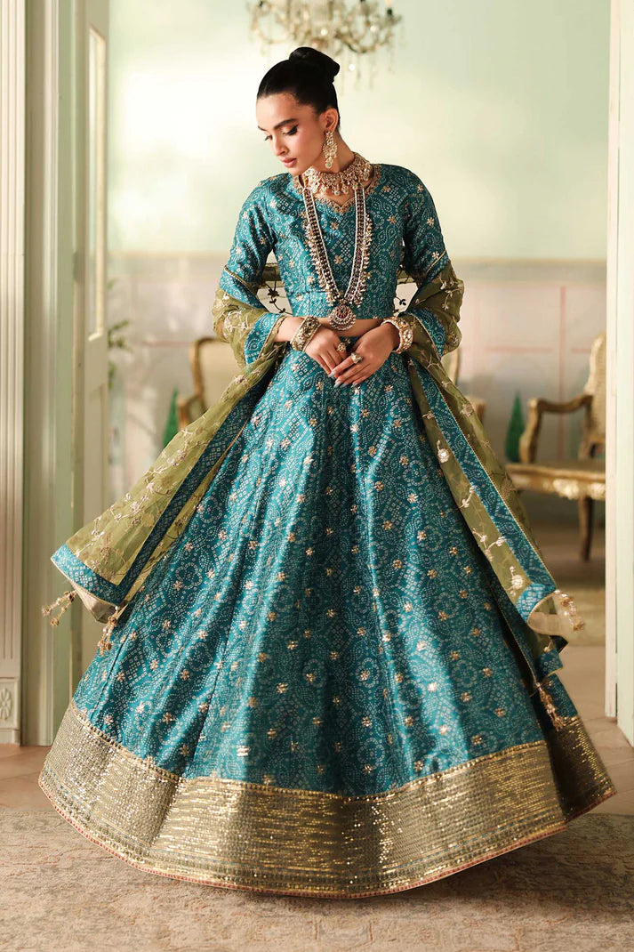 Maria B | Pre Fall Dresses | 3 Piece Embroidered Raw Silk Suit Teal Green