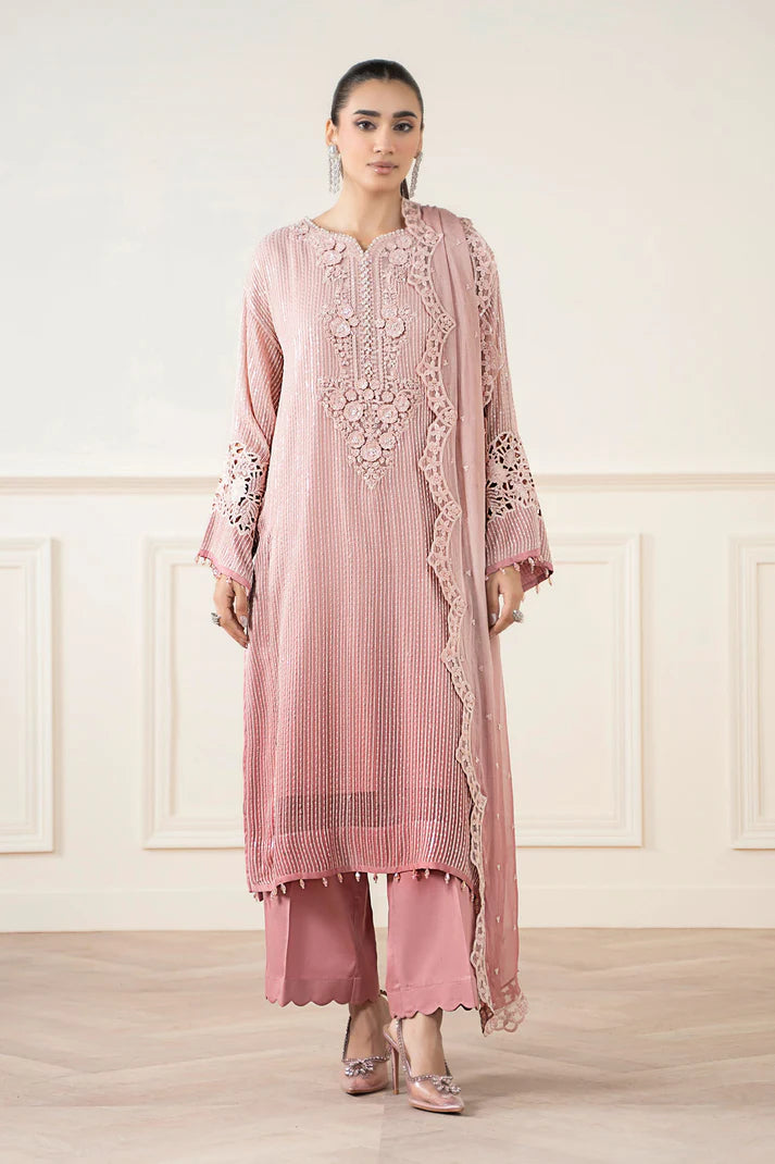 Maria B | Pre Fall Dresses | 3 Piece Embroidered Chiffon Suit Pink