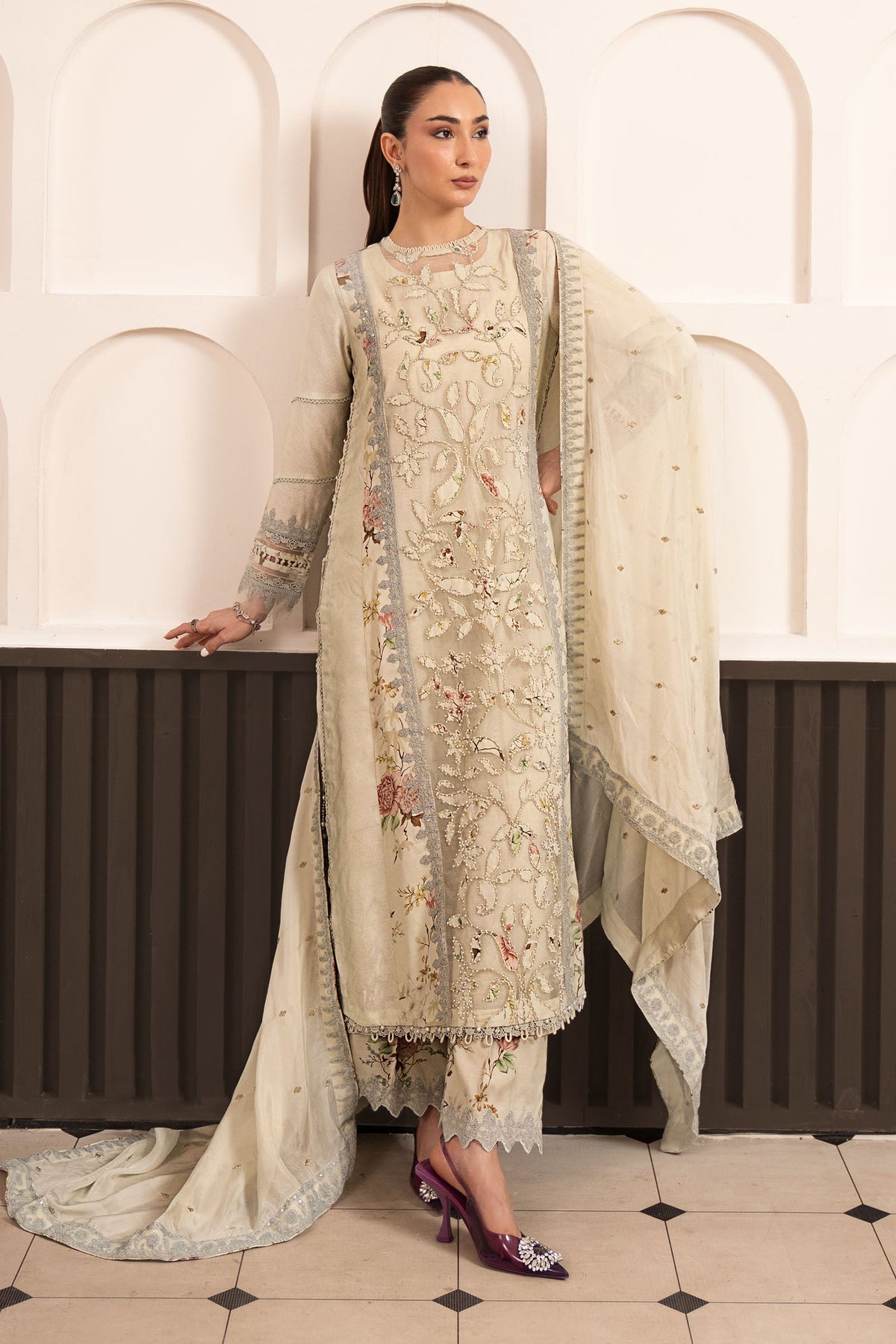 Maria B | Luxury Formals Pre Fall | SF-EA26-24-Light Yellow