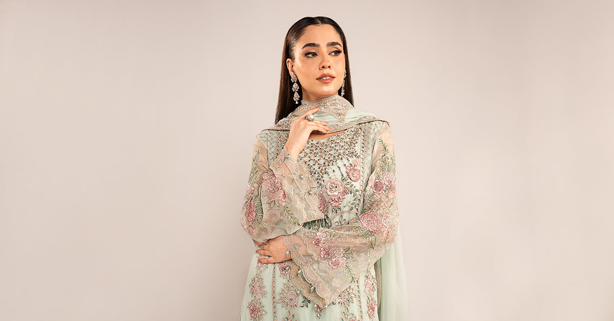 Maria  B | luxury formals | SF-EF26-01-Sea Green