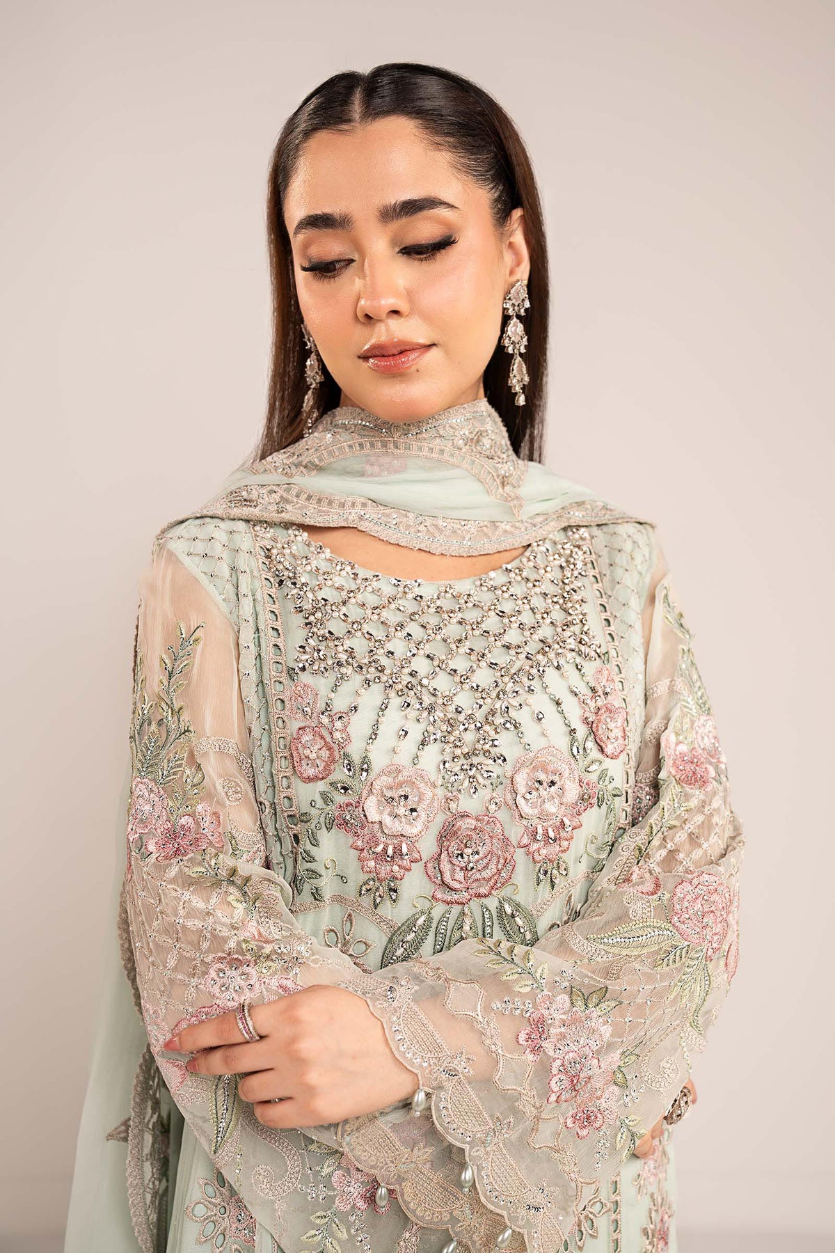 Maria  B | luxury formals | SF-EF26-01-Sea Green