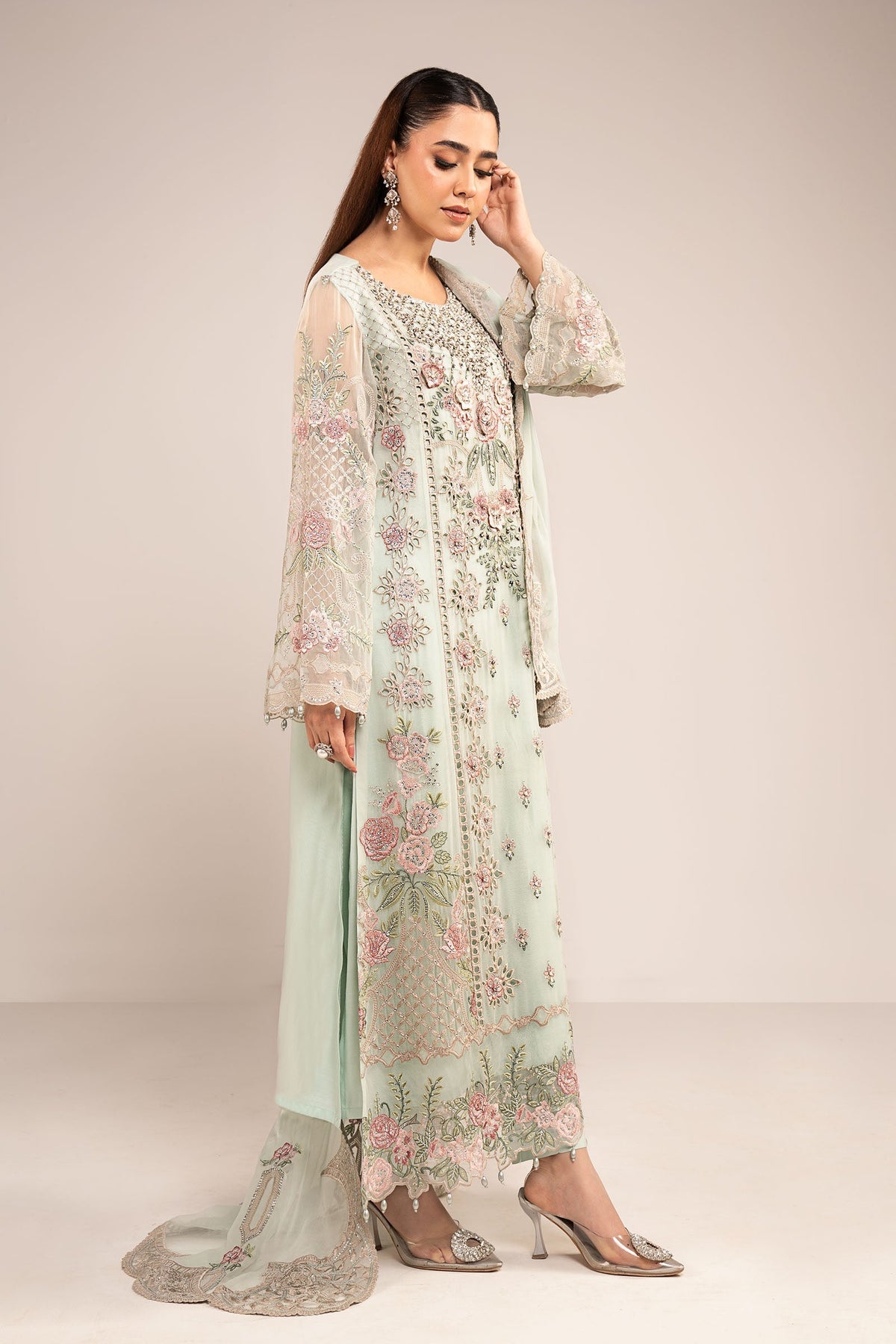 Maria  B | luxury formals | SF-EF26-01-Sea Green