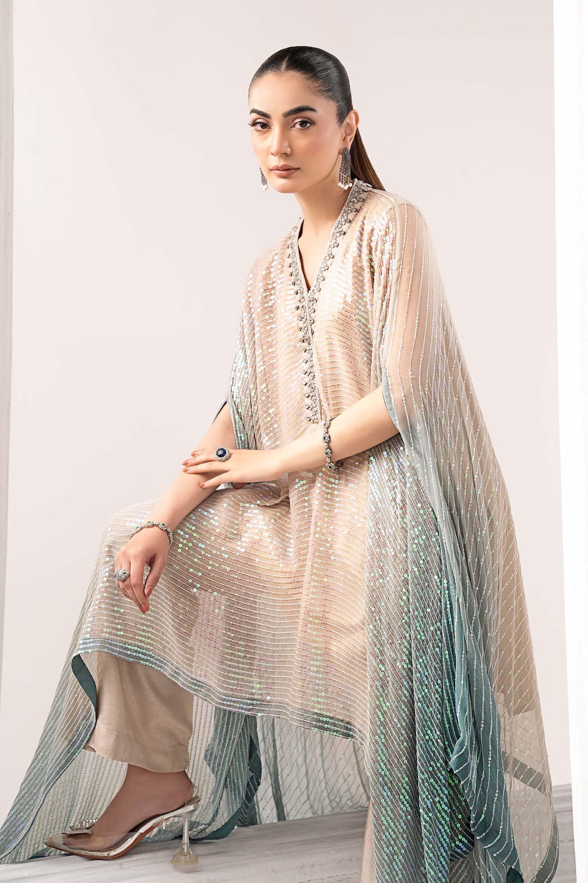 Maria B | Luxury Formals | SF-EF26-11-Beige and Green