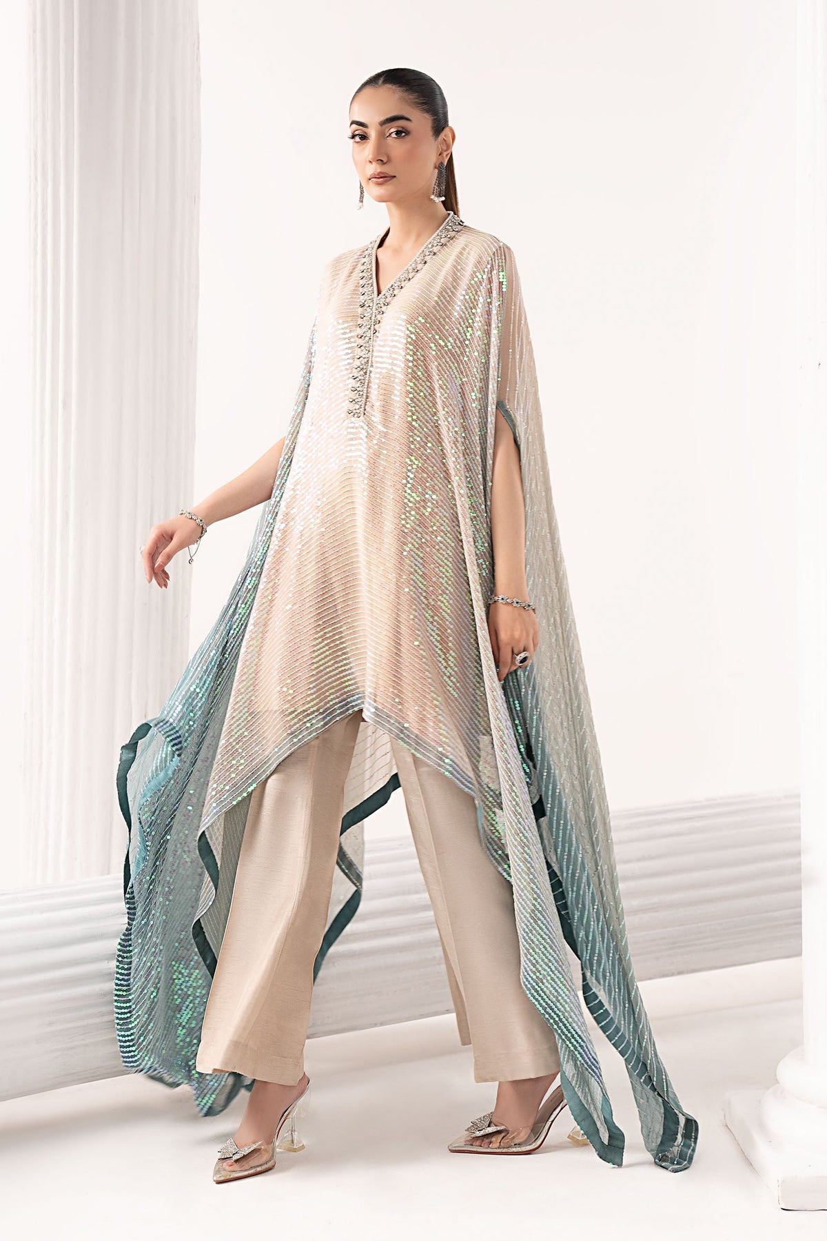 Maria B | Luxury Formals | SF-EF26-11-Beige and Green