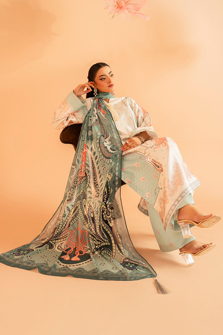 Imrozia Premium | Amelia Printed Silk | SP-149 Celeste Bloom