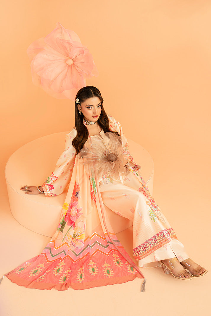 Imrozia Premium | Amelia Printed Silk | SP-152 Peach Étoile