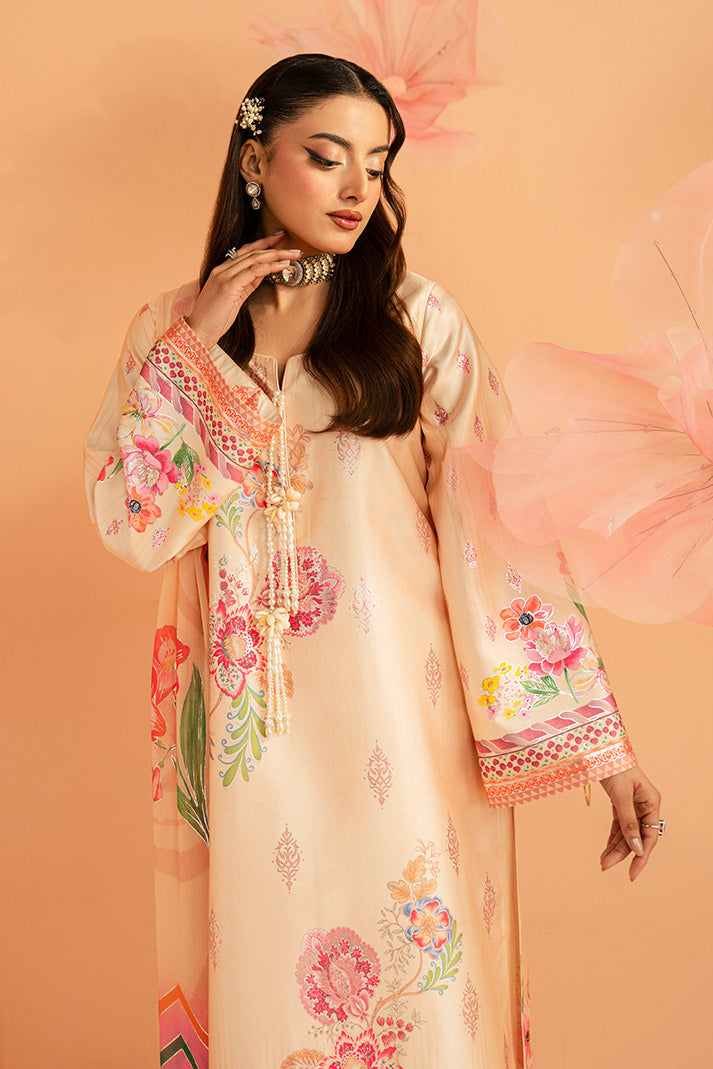 Imrozia Premium | Amelia Printed Silk | SP-152 Peach Étoile