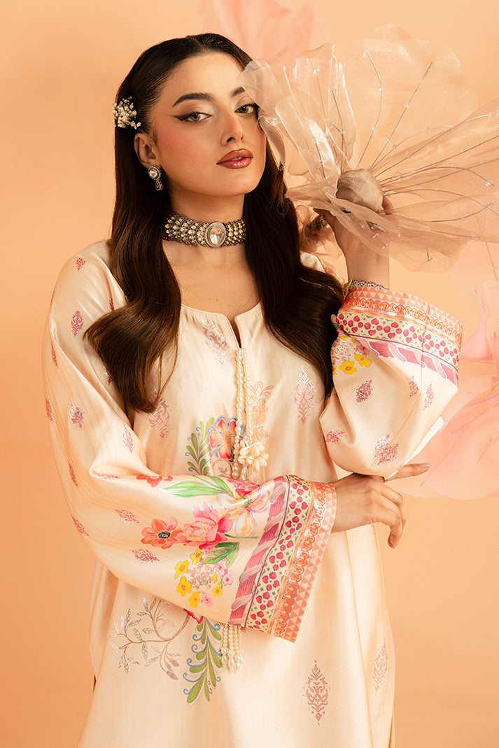 Imrozia Premium | Amelia Printed Silk | SP-152 Peach Étoile