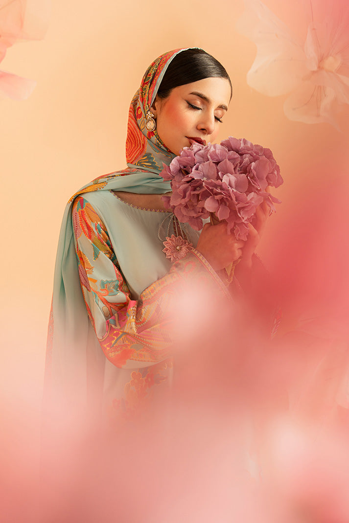 Imrozia Premium | Amelia Printed Silk | SP-155 Mint Mirage