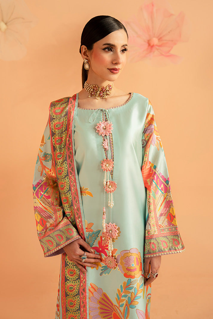 Imrozia Premium | Amelia Printed Silk | SP-155 Mint Mirage
