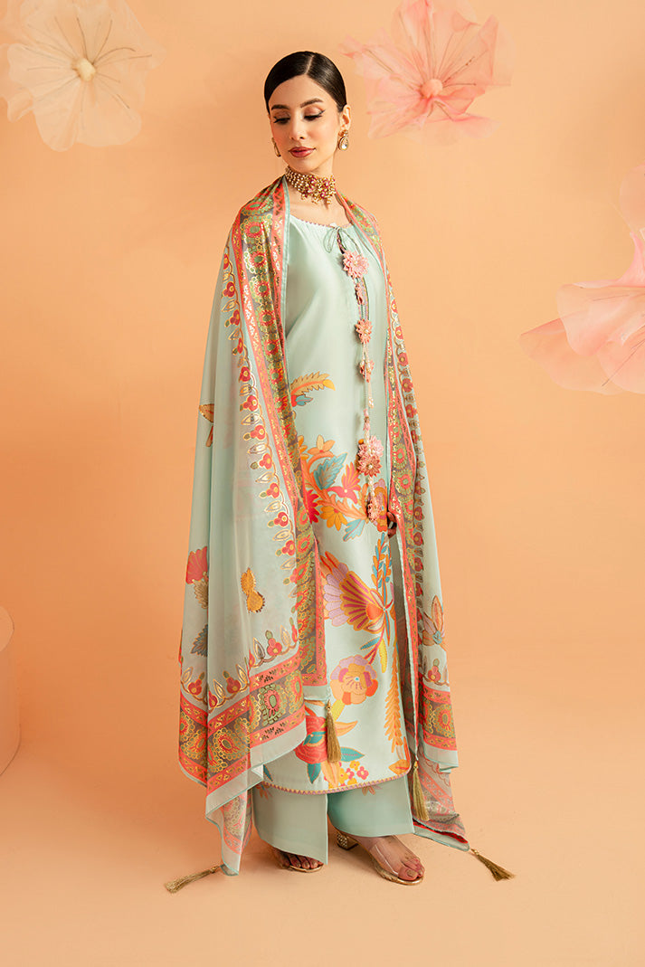 Imrozia Premium | Amelia Printed Silk | SP-155 Mint Mirage