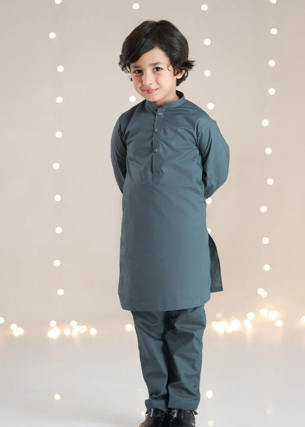 Plain Charcoal Kurta Trouser - Litsy Bitsy